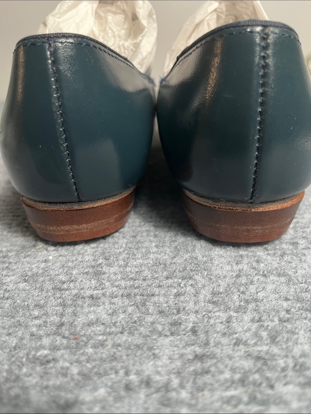 Women's Leather Mary Jane Flats in Deep Teal - Picture 2 of 6